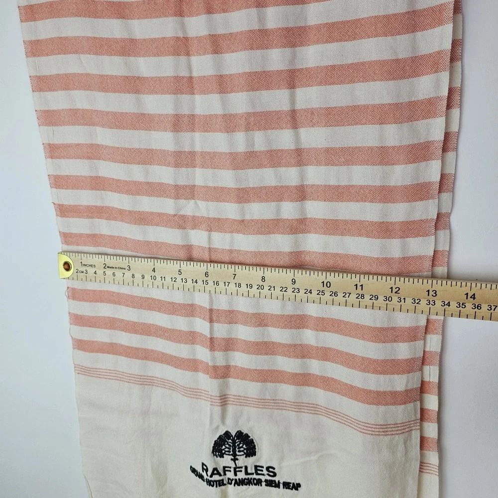 Raffles Grand Hotel D'Angkor Siem Reai Singapore Scarf Shawl White Pink Fringe
